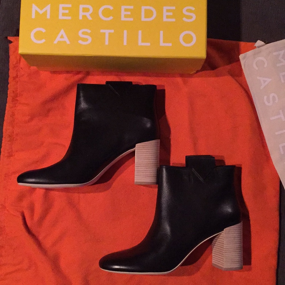 Mercedes Castillo Black Leather Booties NewBox$Bag